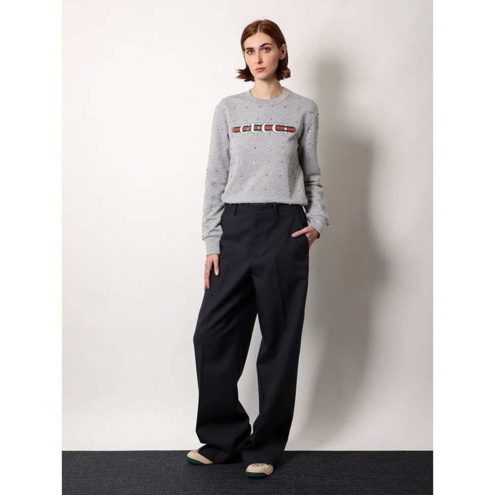 Gucci Women Cotton Sweatshirt With All-Over Rhinestones - Picture 2 of 5